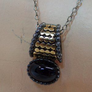 VINTAGE PREMIER DESIGNS *MIRA* SILVER & GOLD-PLATED NECKLACE EXTENDER/SLIDE 22"